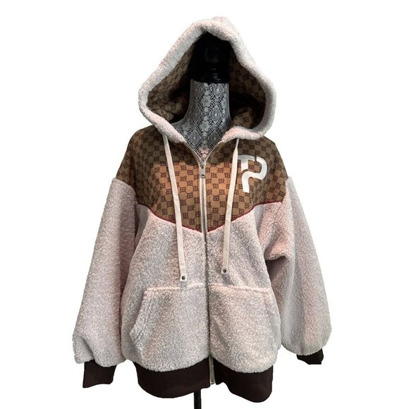 Shearing Jacket, Mens small, MISBHV print, LILI.WO, Tan & cream & Red piping, - Picture 1 of 16